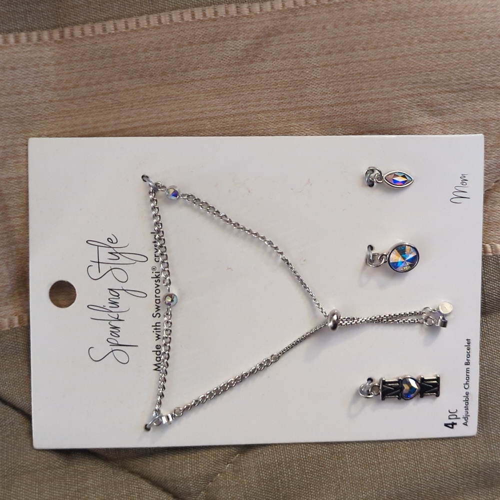 " Sparkling Style 4 pc adjustable charm bracelet